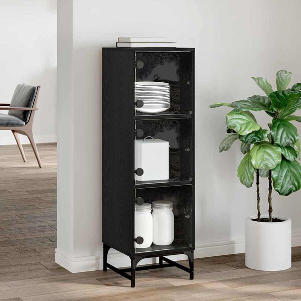 vidaXL Sideboard Schwarz Eichen-Optik 35 x 37 x 117 cm