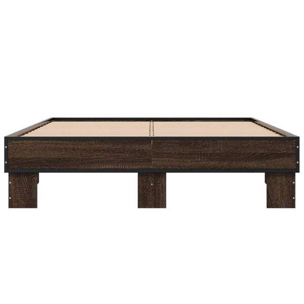 vidaXL Bettgestell Braun Eichen-Optik 120x190 cm Holzwerkstoff Metall
