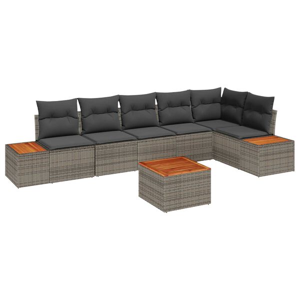 vidaXL Gartensofa-set mit Kissen mit Speicher 6 pcs Grau Polyrattan