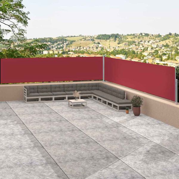 vidaXL Seitenmarkise Ausziehbar Rot 117x1200 cm