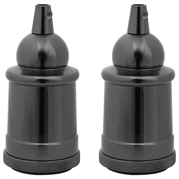vidaXL Lampenfassungen 2 Stk. Gl&auml;nzend Schwarz E27