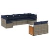 vidaXL 9-teiliges Gartensofa-Set mit Kissen, grau, Polyrattan