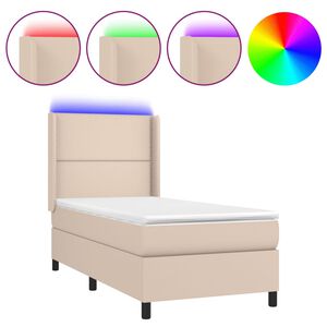 vidaXL Boxspringbett mit Matratze & LED Cappuccino-Braun 90x200cm