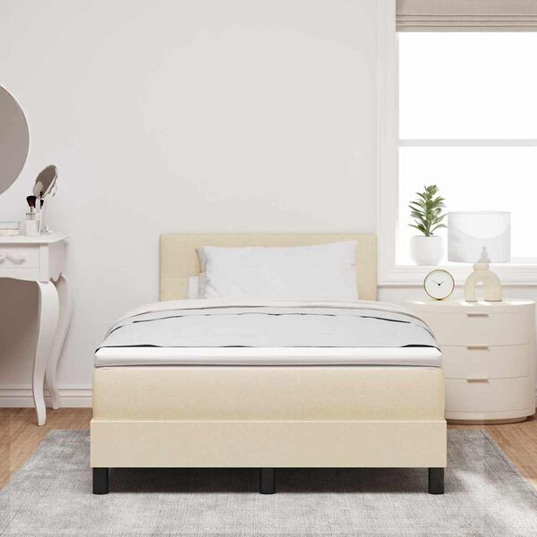 vidaXL Boxspringbett mit Matratze Creme 120 x 200 cm Stoff