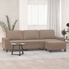vidaXL 3-Sitzer-Sofa mit Hocker Taupe 210 cm Mikrofasergewebe