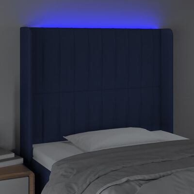 vidaXL LED Kopfteil Blau 93x16x118/128 cm Stoff