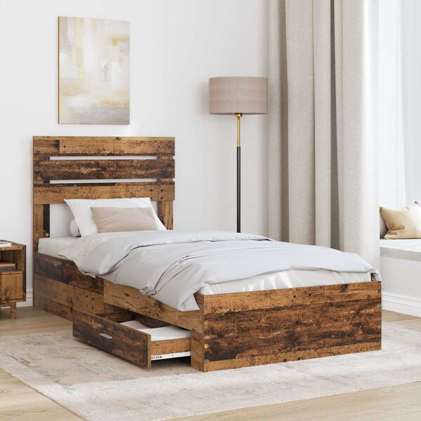 vidaXL Bettgestell mit Schubladen mit Kopfteil Holzwerkstoff