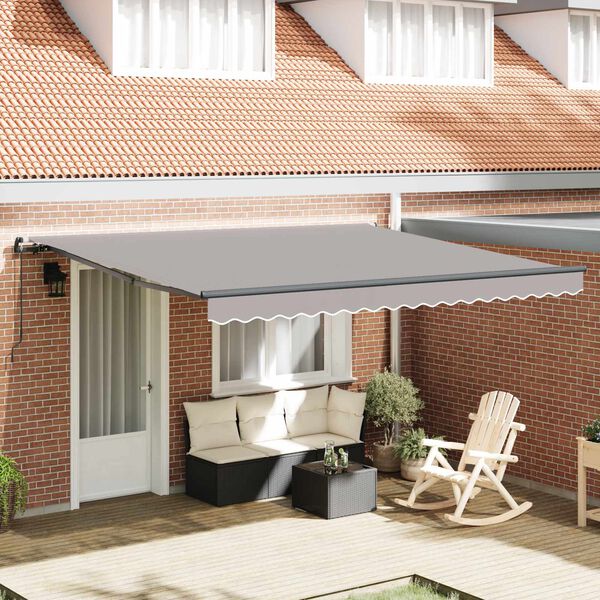 vidaXL Einziehbare Markise Hellgrau 400 x 350 cm Polyester und Stahl