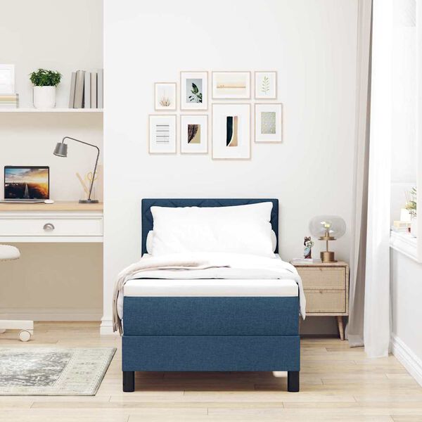 vidaXL Boxspringbett mit Matratze mit LED Blau 80 x 200 cm Stoff