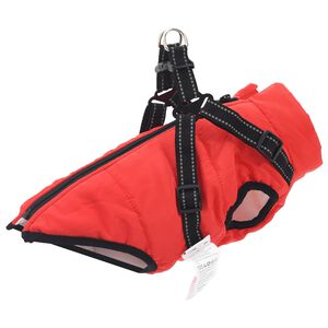 vidaXL Hundemantel mit Geschirr Rot S Fleece und Polyester