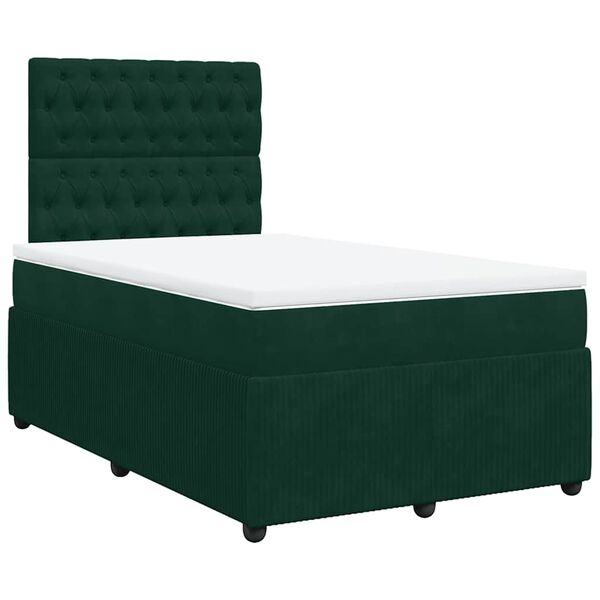 vidaXL Boxspringbett mit Matratze Dunkelgr&uuml;n 120x200 cm Samt