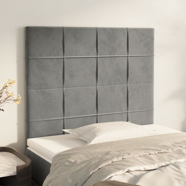 vidaXL Kopfteil Hellgrau 90x5x118/128 cm Samt