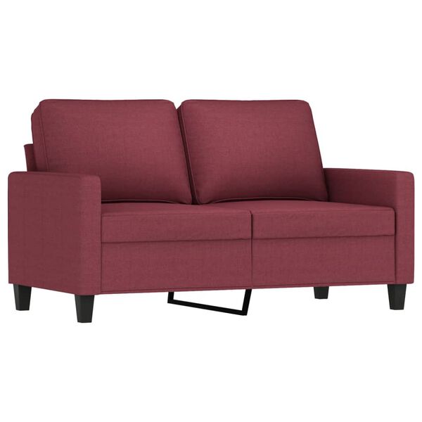 vidaXL 3-tlg. Sofagarnitur mit Kissen Weinrot Stoff