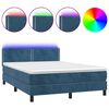 vidaXL Boxspringbett mit Matratze & LED Dunkelblau 140x190 cm Samt