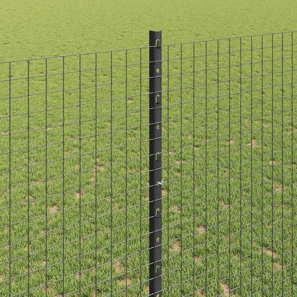 vidaXL Zaun mit Pfosten Grau 1,4 x 50 m Stahl und PVC