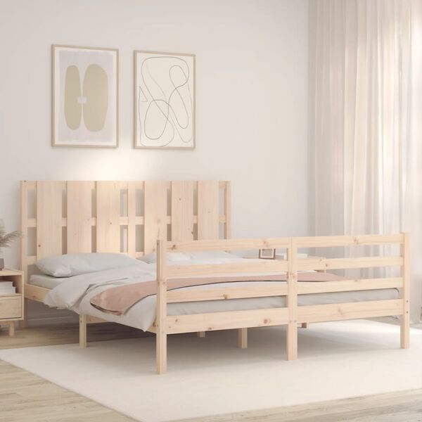 vidaXL Massivholzbett mit Kopfteil