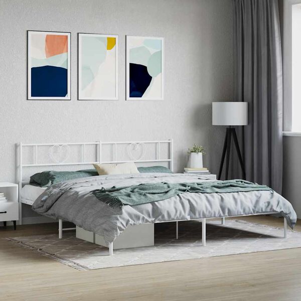 vidaXL Bettgestell mit Kopfteil Metall Wei&szlig; 180x200 cm