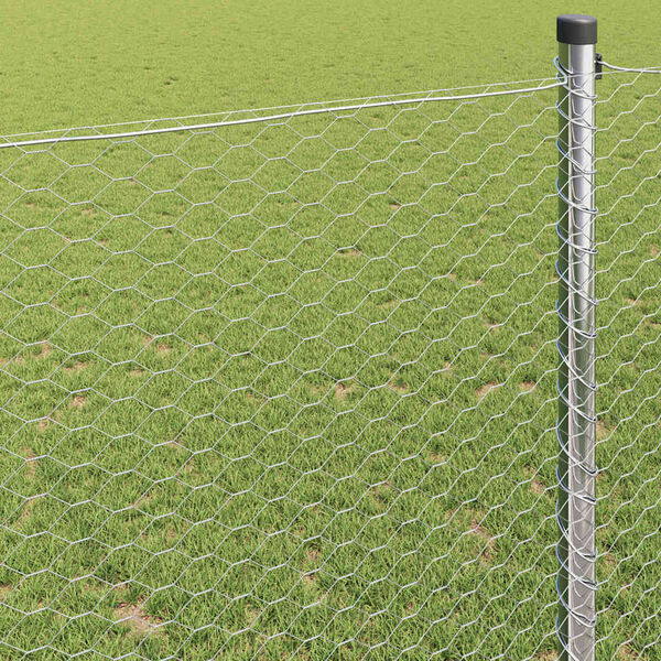 vidaXL Hexagonzaun Silber 0,5 x 50 m Verzinkter Stahl