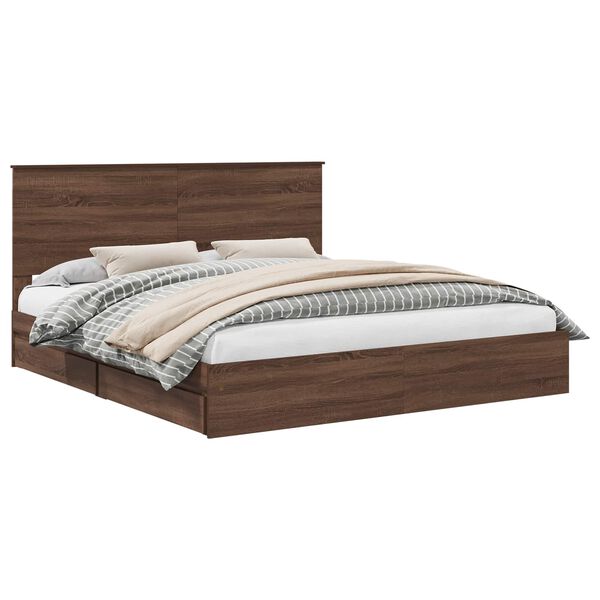 vidaXL Aufbewahrungsbett Braun Eichen-Optik 200 x 200 cm Holzwerkstoff