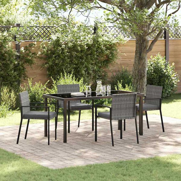 vidaXL Garten Essgruppe 5 pcs Grau Pulverbeschichteter Stahl