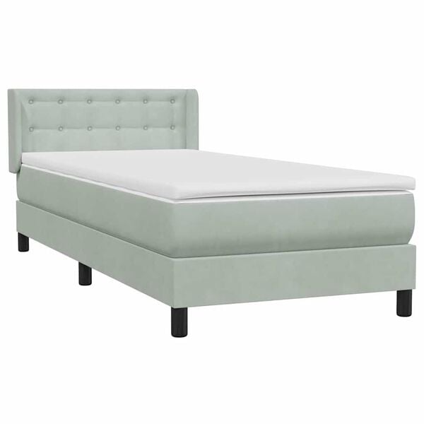 vidaXL Boxspringbett mit Matratze Hellgrau 90x210 cm Samt