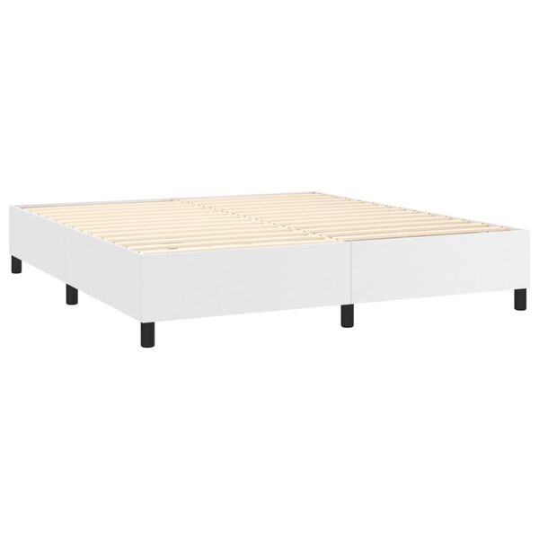 vidaXL Boxspringbett mit Matratze Wei&szlig; 160x200 cm Kunstleder