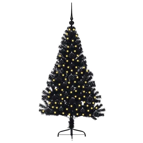 vidaXL K&uuml;nstlicher vorbeleuchteter Weihnachtsbaum Schwarz 120 cm PVC