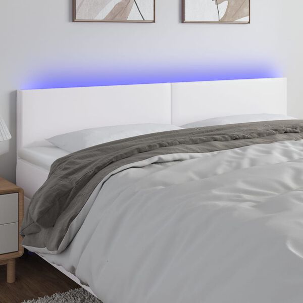 vidaXL LED Kopfteil Wei&szlig; 180x5x78/88 cm Kunstleder