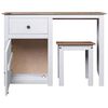 vidaXL 2-tlg. Schminktisch-Set Weiß Massivholz Panama-Kiefer