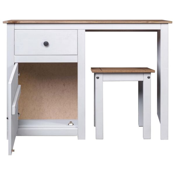 vidaXL 2-tlg. Schminktisch-Set Weiß Massivholz Panama-Kiefer