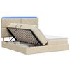 vidaXL LED-Speicherbett mit Matratze Creme 180 x 200 cm Stoff