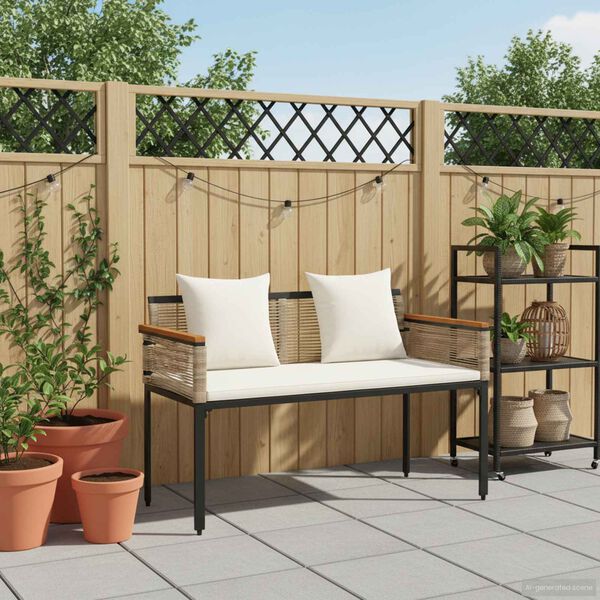 vidaXL Bank Outdoor Beige und Cremewei&szlig; 117 x 54 x 74,5 cm Poly-Rattan