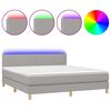 vidaXL Boxspringbett mit Matratze & LED Hellgrau 160x200 cm Stoff