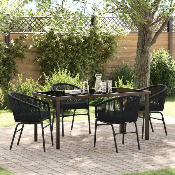 vidaXL Garten Essgruppe 5 pcs Schwarz Pulverbeschichteter Stahl