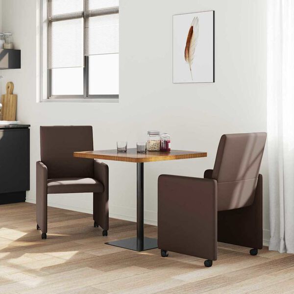 vidaXL Esszimmerst&uuml;hle mit Rollen 2 pcs Braun 57 x 66 x 94 cm