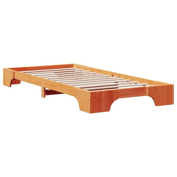 vidaXL Bettrahmen Wachsbraun 90 x 200 cm Massives Kiefernholz