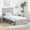 vidaXL Bettrahmen mit Kopfteil Beton 90 x 200 cm Massives Kiefernholz