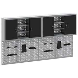 vidaXL Werkzeugschrank-Set 4 stk. Schwarz Pulverbeschichteter Stahl