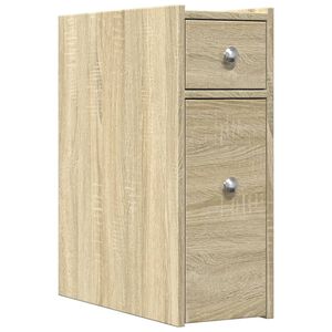 vidaXL Badschrank Schmal mit Rollen Sonoma-Eiche Holzwerkstoff