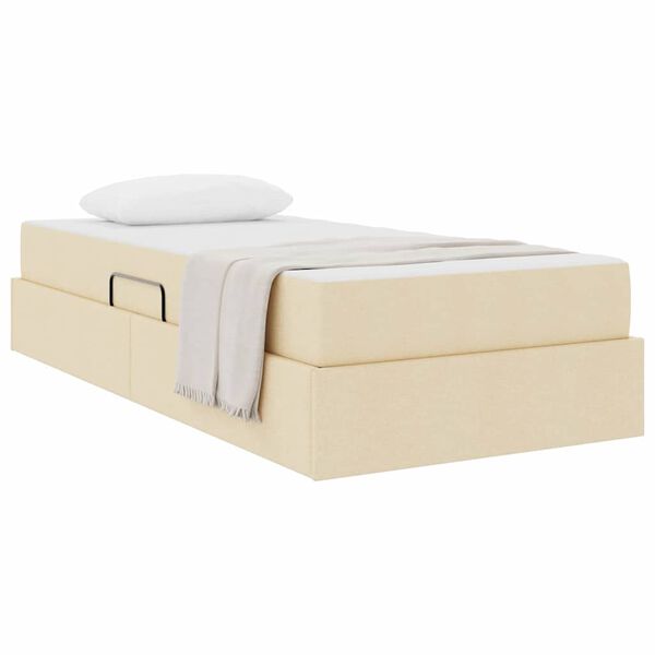 vidaXL Aufbewahrungsbett mit Matratze Creme 90 x 190 cm Polyester