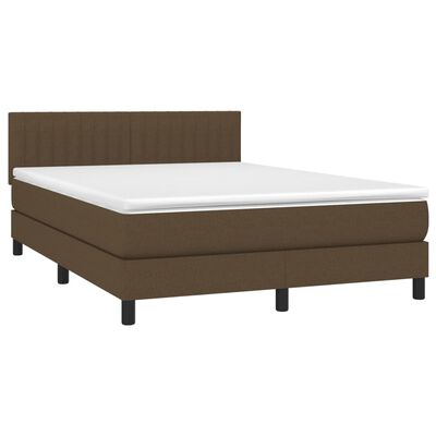 vidaXL Boxspringbett mit Matratze & LED Dunkelbraun 140x190 cm Stoff