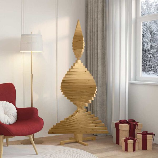 vidaXL Weihnachtsb&auml;ume mit St&auml;nder Braun 180 cm Massivholz Kiefer
