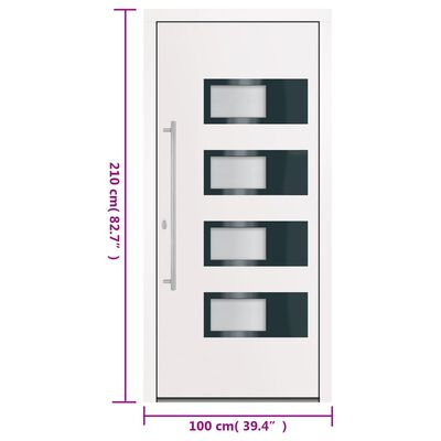 vidaXL Haustür Weiß 100x210 cm Aluminium und PVC