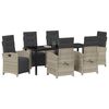 vidaXL Garten Essgruppe mit Kissen 7 pcs Hellgrau Poly-Rattan