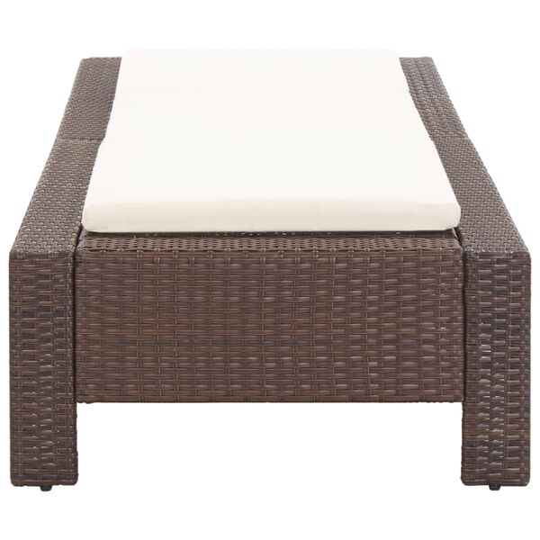 vidaXL Sonnenliege mit Auflage Braun Poly Rattan