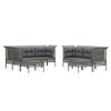 vidaXL 9-tlg. Garten-Lounge-Set mit Kissen Grau Poly Rattan