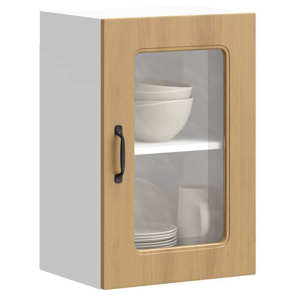 vidaXL K&uuml;chen-H&auml;ngeschrank mit Glast&uuml;r Kalmar Artisan-Eiche Holzwerkstoff
