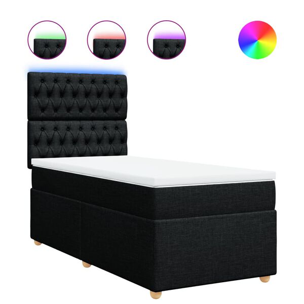 vidaXL Boxspringbett mit Matratze Schwarz 90x190 cm Stoff
