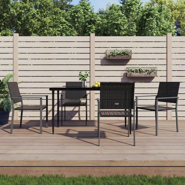 vidaXL Gartenst&uuml;hle 4 Stk. Schwarz 54x62,5x89 cm Poly Rattan