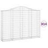 vidaXL Gabionen mit Hochbogen 14Stk. 200x30x140/160cm Verzinktes Eisen